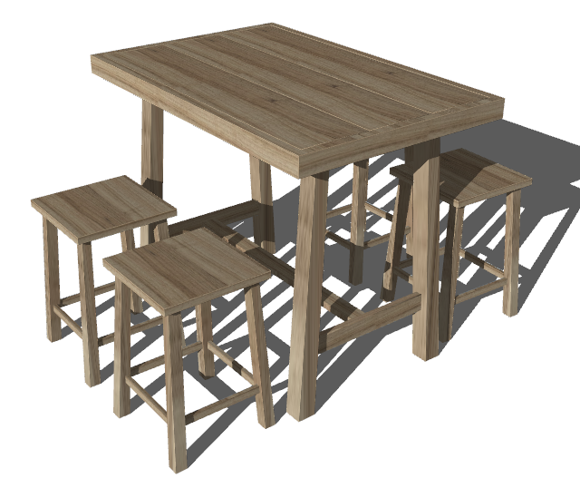 木质的桌椅板凳民宿饰品摆件su模型_图1