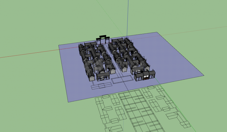 大型古村落建筑设计su模型-图一