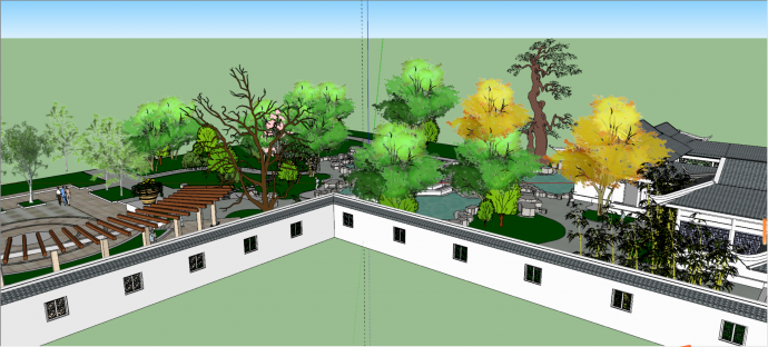 中式景观古建园林设计SU模型_图1