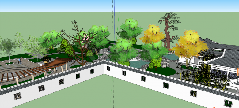 中式景观古建园林设计SU模型-图一