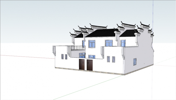 新中式徽派建筑房子古建筑SU模型_图1
