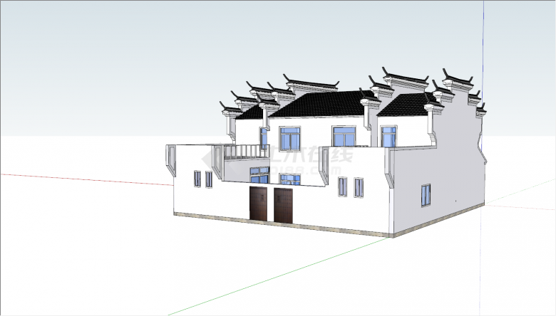 新中式徽派建筑房子古建筑SU模型-图一