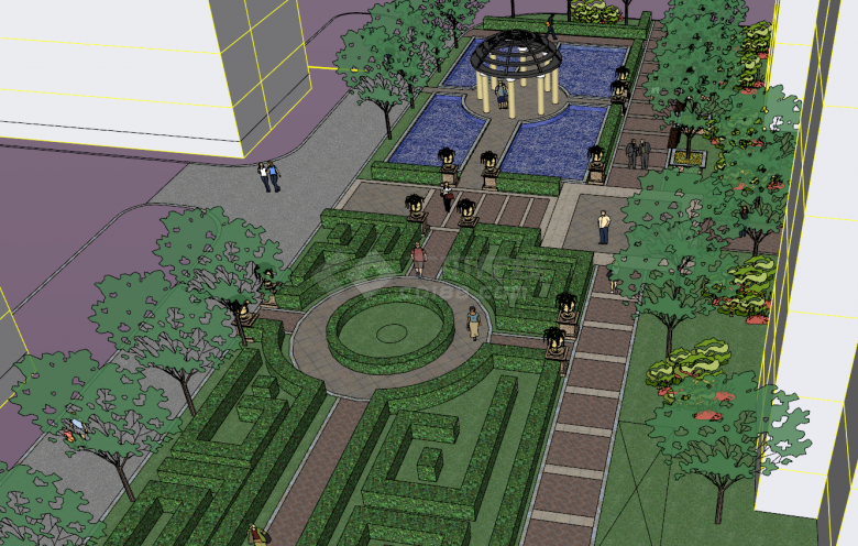 小区景观庭院设计su模型-图二