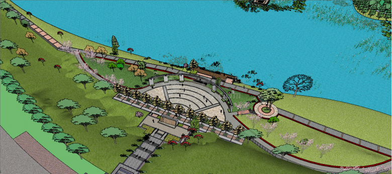 湿地公园景观庭院su模型-图二