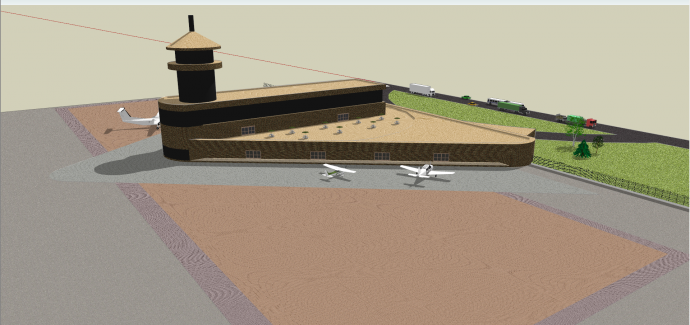 现代机场整体规划建筑su模型_图1