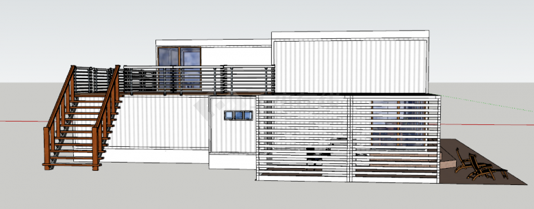 现代集装箱改装别墅SU模型-图一