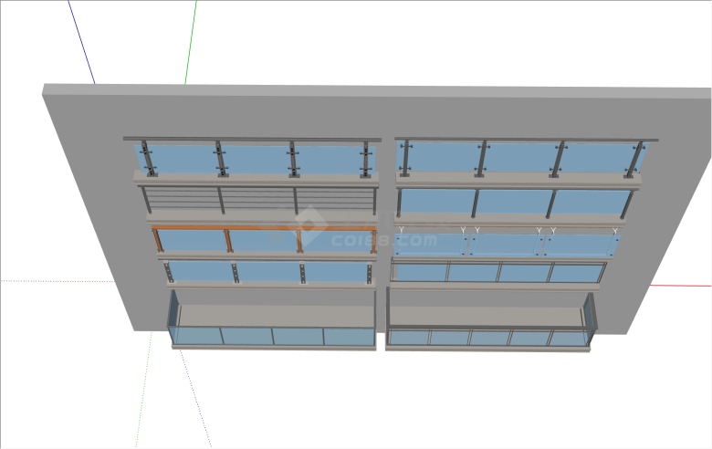 多种类型现代玻璃栏杆阳台护栏围栏集合su模型-图二
