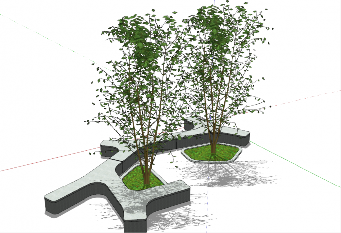 现代城市创意树池座椅su模型_图1
