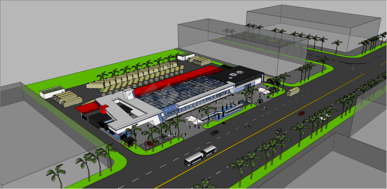 中式长途客运汽车站su模型-图一