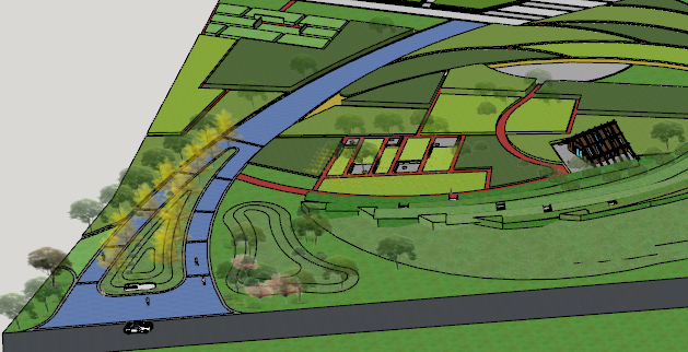 运河公园景观建筑su模型_图1