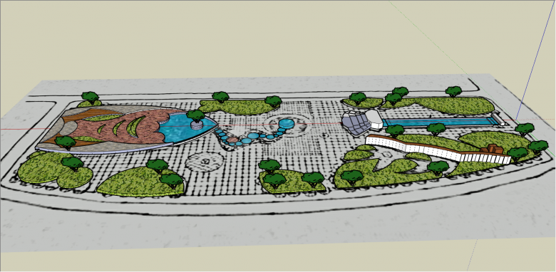 现代水系景观广场su模型-图二