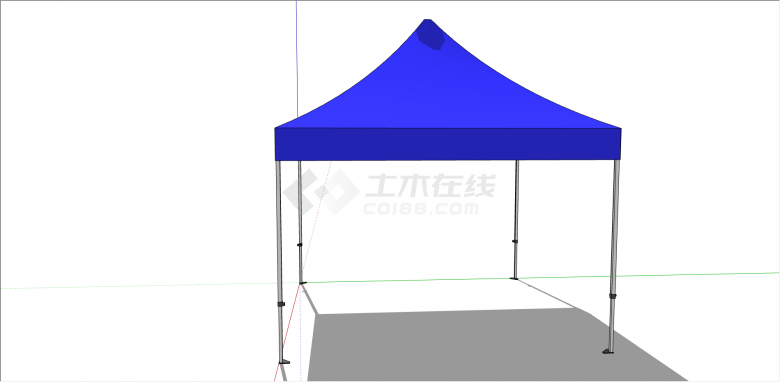 遮篷伞户外蓝色帐篷su模型-图二