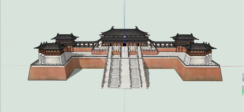 中式民俗唐朝皇宫大明宫古建筑SU模型-图二