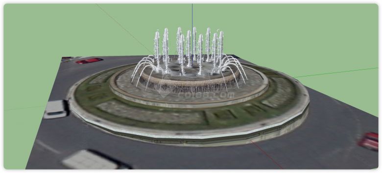 广场花式喷泉SU模型-图二