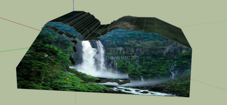 玛利亚克里斯蒂娜瀑布景观SU模型-图二