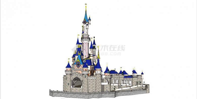欧式古典古建筑群体城堡SU模型-图一