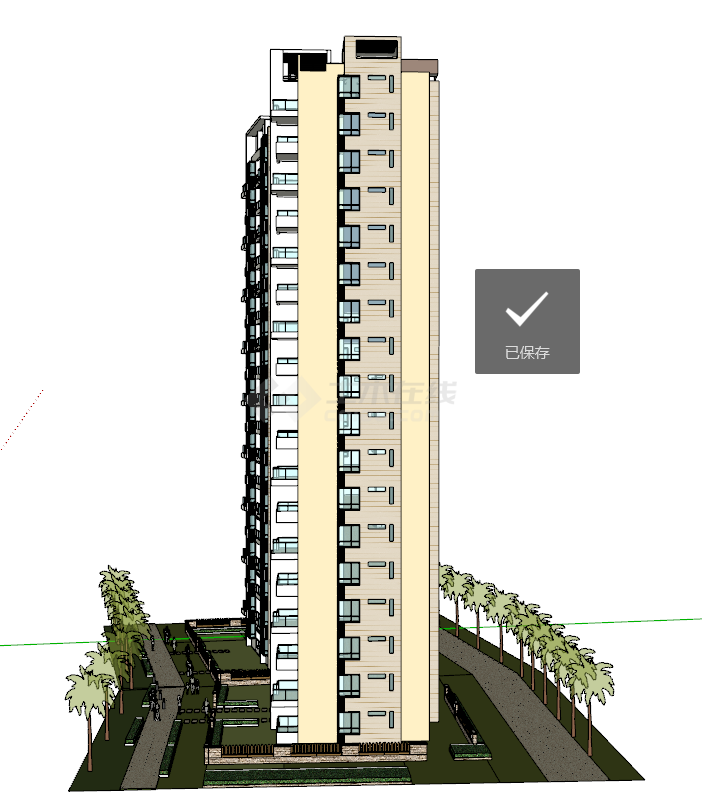 现代高层小区住宅建筑SU模型-图一
