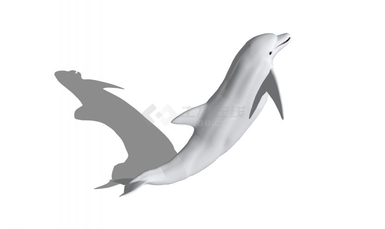 白色跃起海豚现代鱼雕塑小品su模型-图二