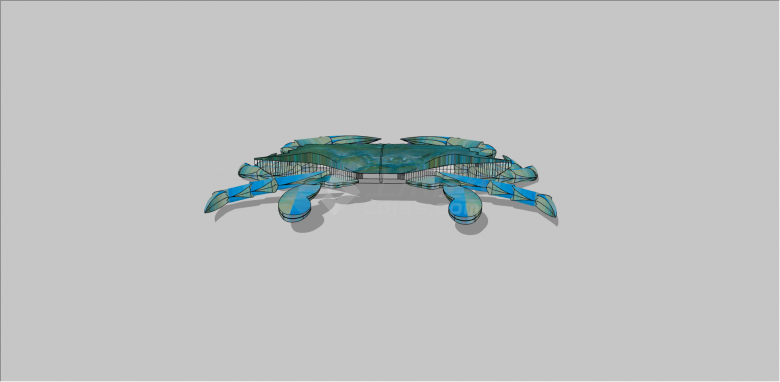 现代水族馆青色螃蟹su模型-图二