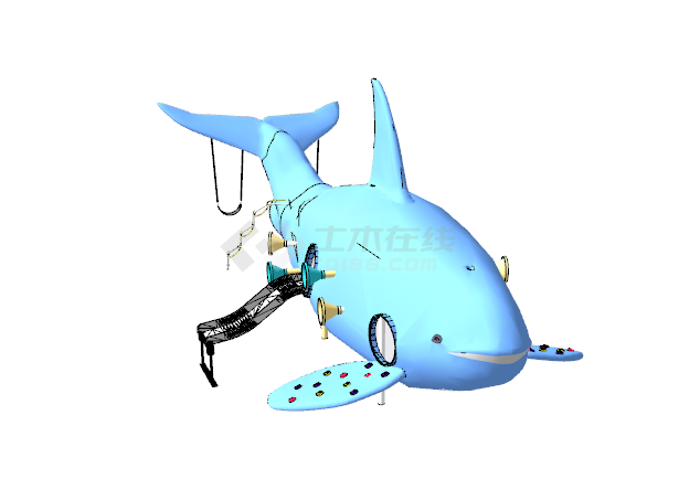 鲸鱼造型的儿童游玩器材su模型-图二