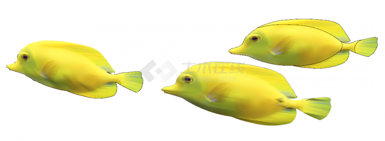 金黄色的箭鱼雕塑海洋生物小品su模型-图一