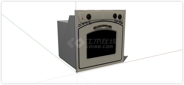 古典米色嵌入式烤箱厨房电器su模型-图一