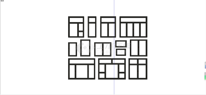固定式黑色窗框铝合金窗户组合su模型-图一