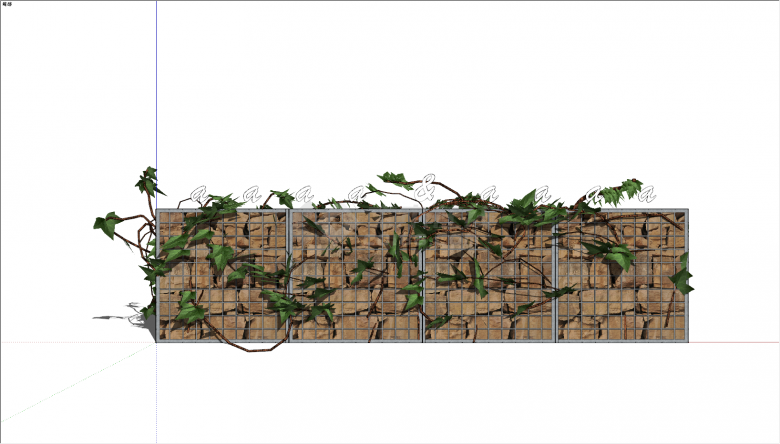长方形植物石笼石墙su模型-图一
