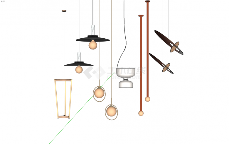 独特现代风格室内吊灯集合su模型-图二