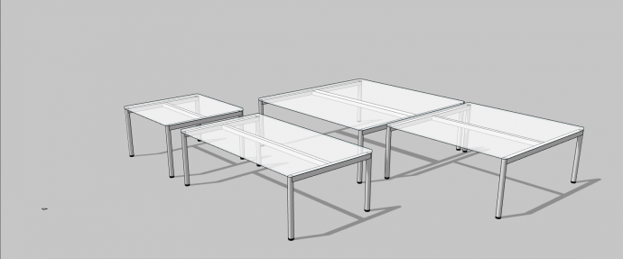透明玻璃办公室桌子su模型_图1
