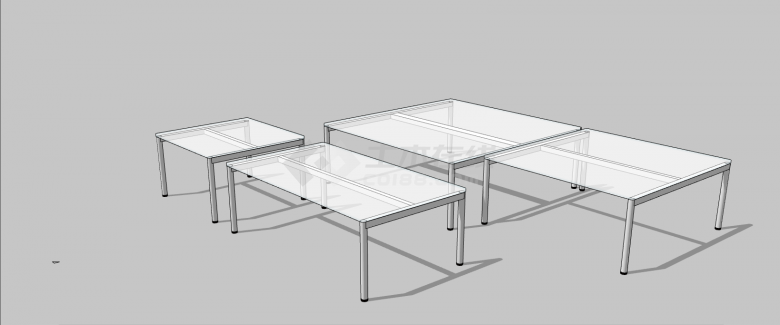 透明玻璃办公室桌子su模型-图一