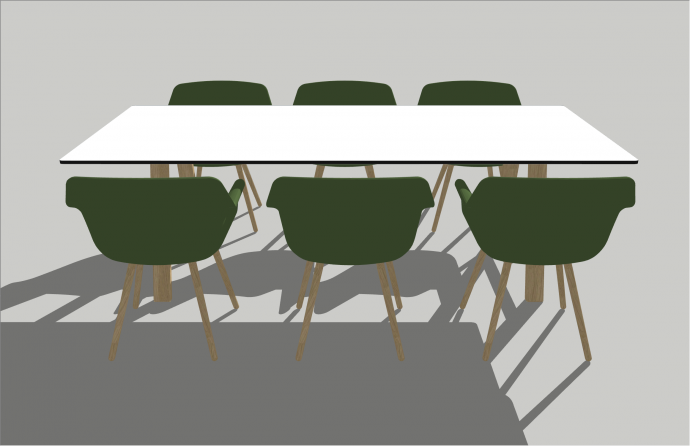 现代木质小型会议桌凳子椅子的SU模型_图1
