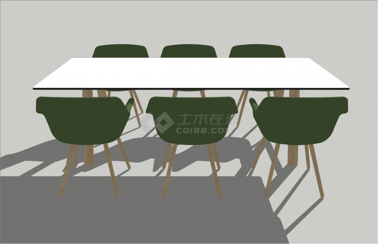 现代木质小型会议桌凳子椅子的SU模型-图一