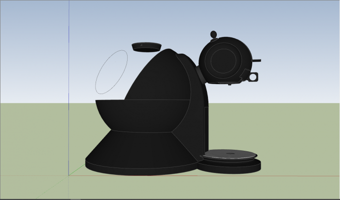 黑色圆形咖啡机厨房电器su模型_图1