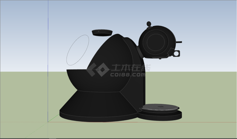 黑色圆形咖啡机厨房电器su模型-图一