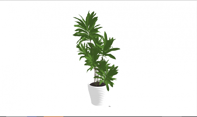 花盆是白色的绿植是茂盛的盆栽su模型_图1