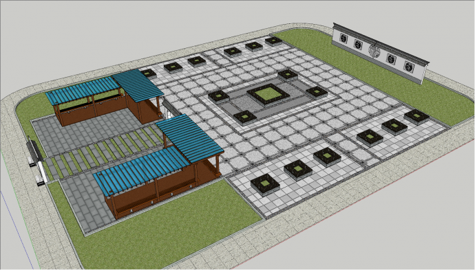 现代拱门广场参考庭院 su模型_图1
