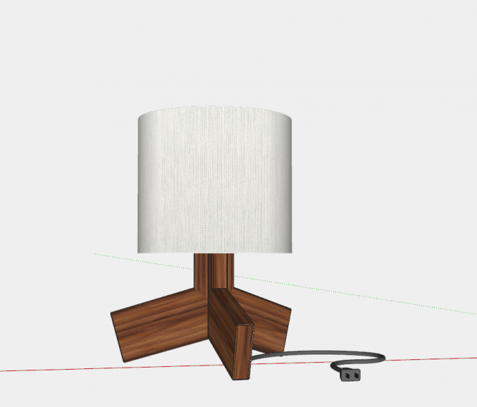 卧室房间可三角木架台灯带插头su模型_图1