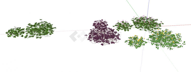 绿色和紫色的酢浆草su模型-图一