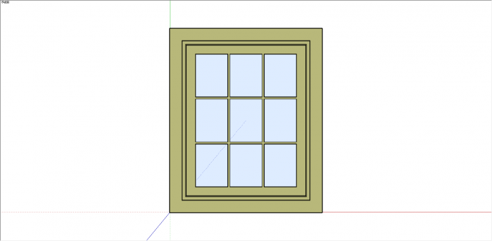 军绿色九个小长方形格子组合的窗户su模型_图1