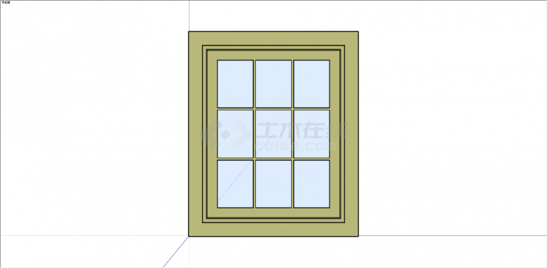 军绿色九个小长方形格子组合的窗户su模型-图一