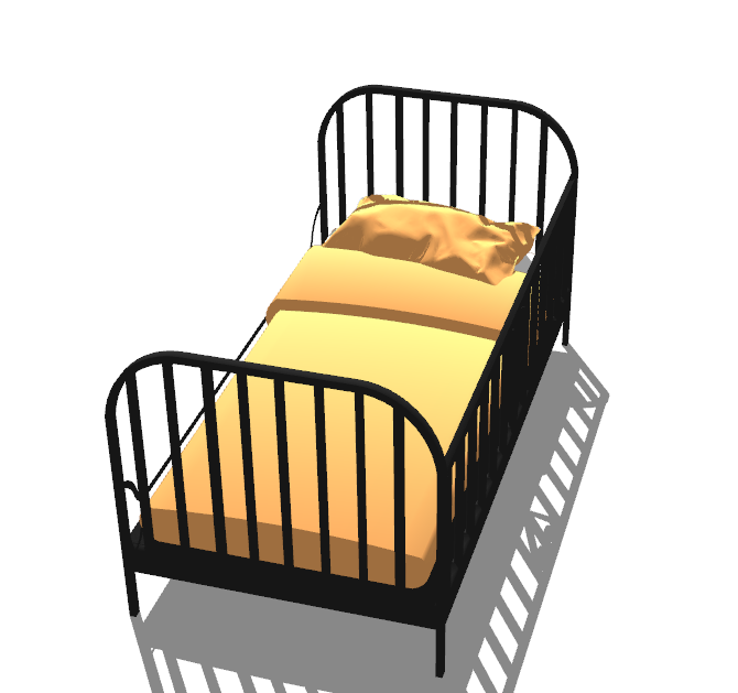 铁艺儿童床带围栏su模型_图1