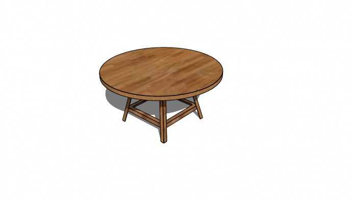 单品家具木制圆形小桌su模型_图1