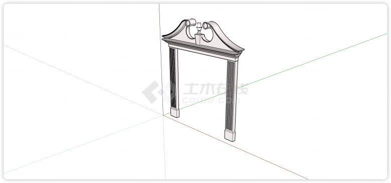 罗马欧式花纹双钩造型门su模型-图一