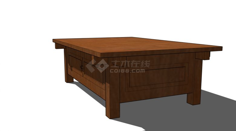 中式简约红木家具茶几su模型-图二