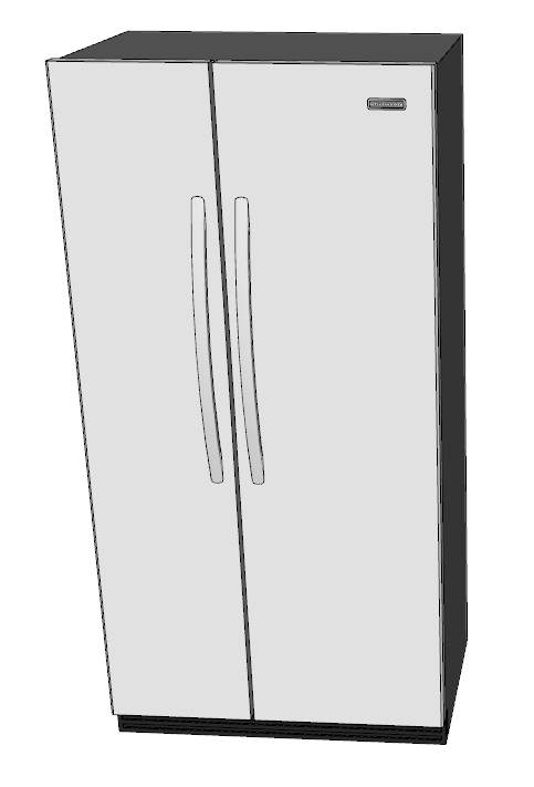 厨房双开门带两个大手柄的灰白色的冰箱 su模型-图二