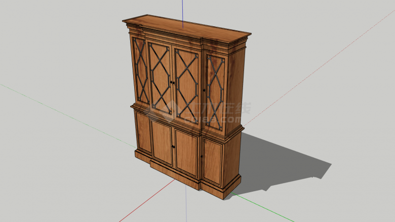 衣柜双层双开门木制su模型-图一