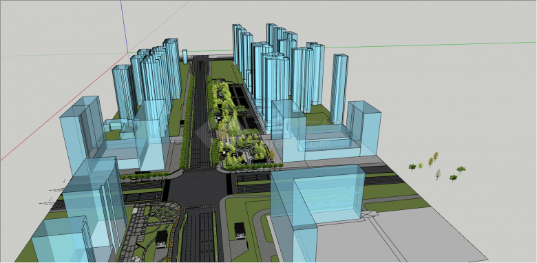 中式风格城市道路su模型-图二