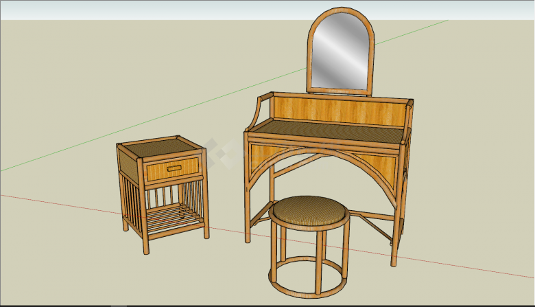 木质编制中式家具组合su模型-图二