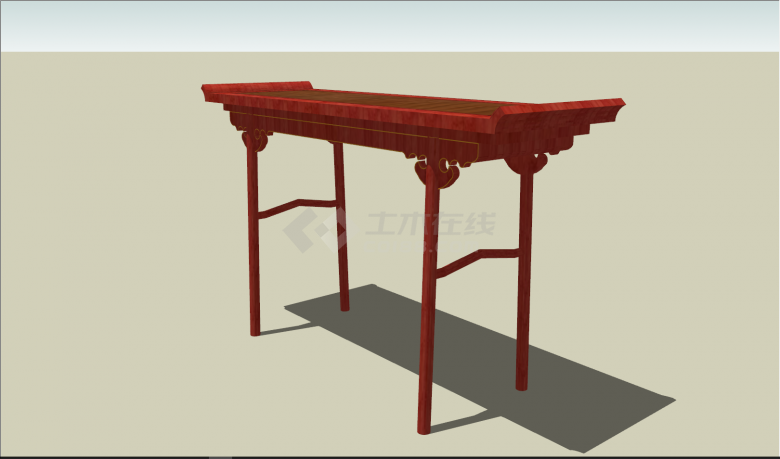 红木高脚桌子中式家具su模型-图二